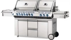 Napoleon Prestige PRO825RSBIPSS-3-GB Gas BBQ - Free Rotisserie And Cover -Great Flame pro 825 angled lights on 1000x563 1