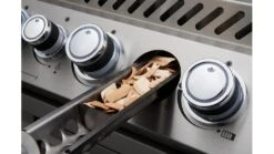 Napoleon Prestige BIPRO825RBIPSS-3-GB-3 Built In Gas BBQ - Free Rotisserie And Cover -Great Flame pro665 pro825 details wood chip smoker napoleon grills close up 1000x563 2