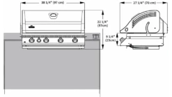 Napoleon Oasis 200 - LEX605 - Island Gas BBQ -Great Flame ps Dimensions BILEX605RBI 1 1000x563 1