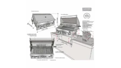 Sunstone Sun Series 5 Burner Built In Gas BBQ -Great Flame sun series 5 burner assembly 1 1000x563 1
